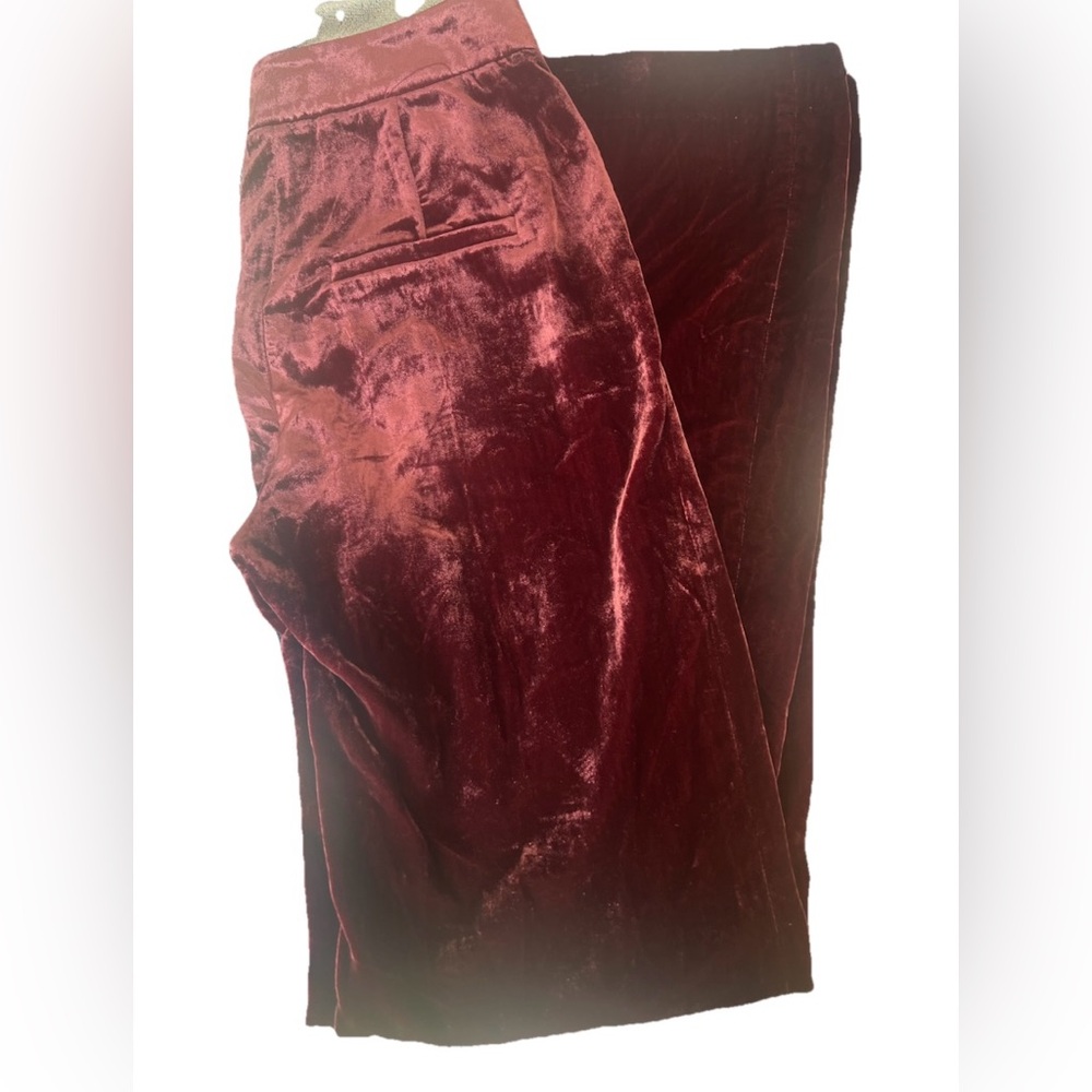 NEW VERONICA BEARD Lebone Classy High-Rise Burgandy Wine Velvet Flared Pants - Picture 5 of 6